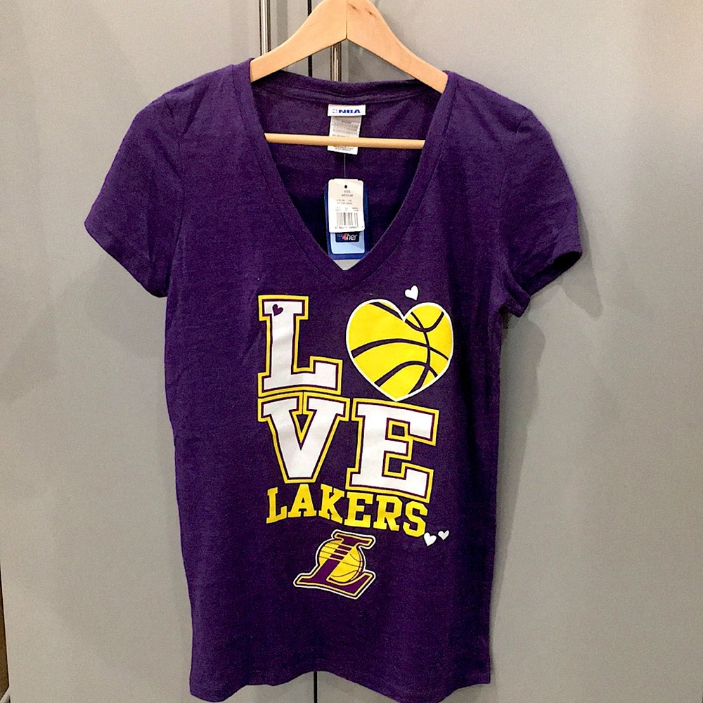 NWT- NBA authentic LAKERS ladies soft v-neck tee